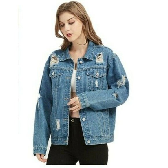 Ankecity Jackets & Coats Ankecity Womens Boyfriend Denim Jacket S